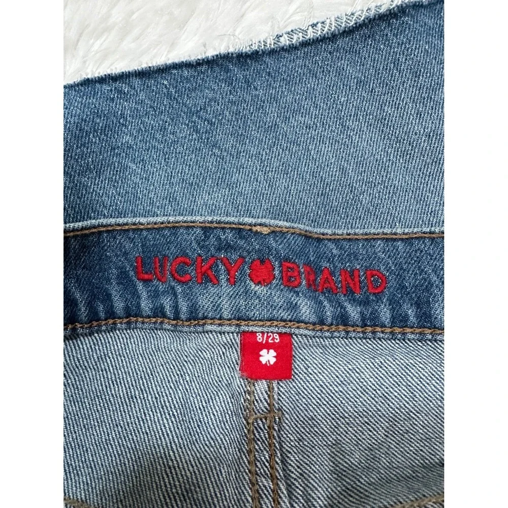 Lucky Brand Womens 90s Midi Denim Shorts Raw Hem Blue Jean size 8/29‎